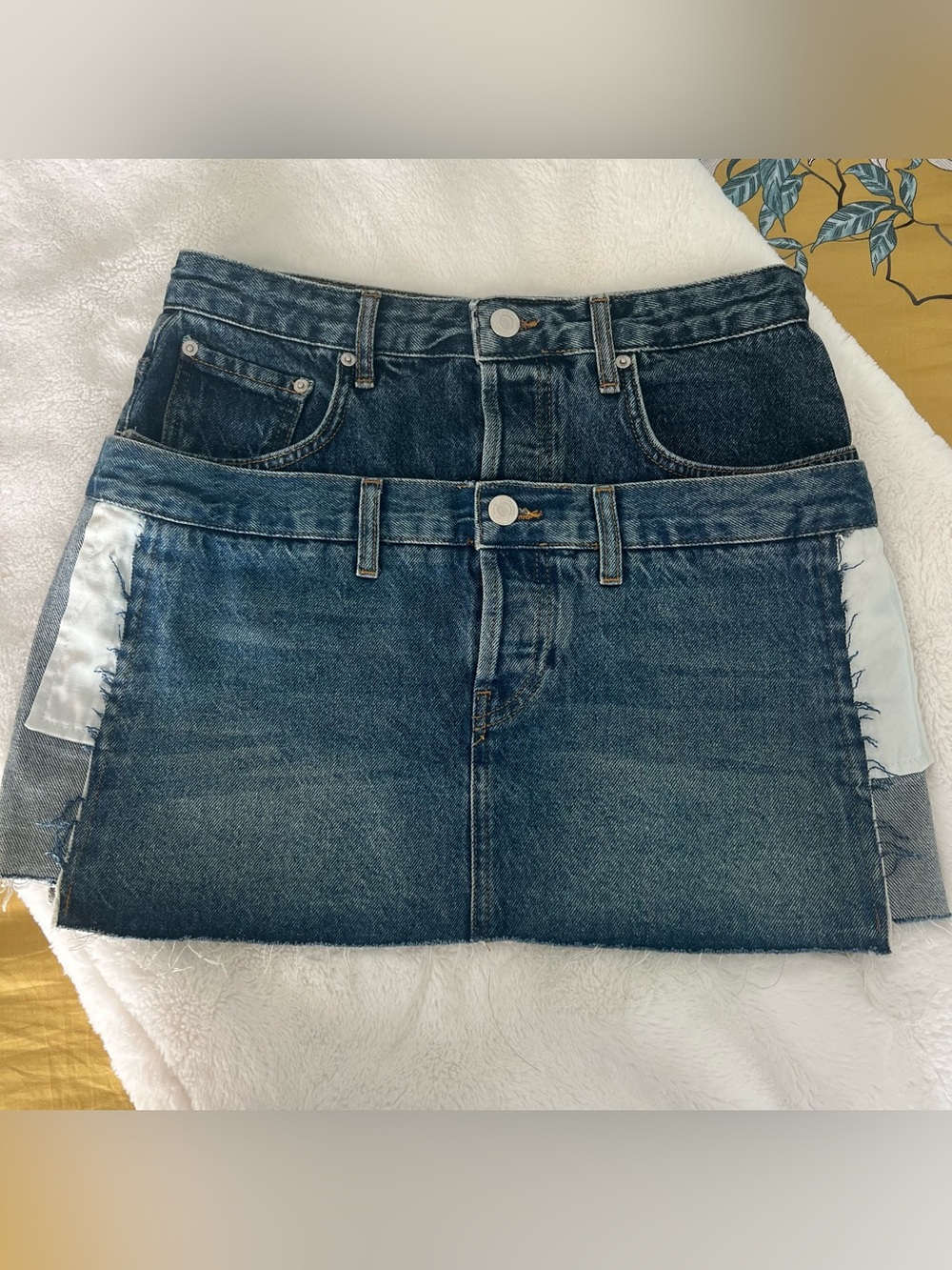 Zara Two Tone Denim Jean Skirt